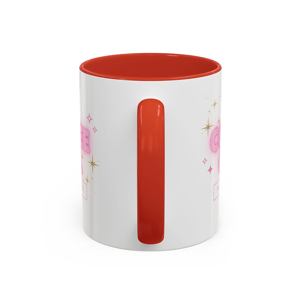 Thumbnail: White Ceramic Mug with Colored Interior and Handle "Coffee Girl"