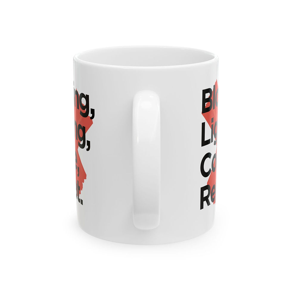 Thumbnail: "Blocking, Lighting Coffee Repeat" Humor Ceramic Mug -  11oz & 15oz