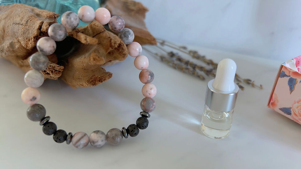 Thumbnail: Pink Zebra Jasper Diffuser Bracelet | Aromatherapy Jewellery | AromatheraFee