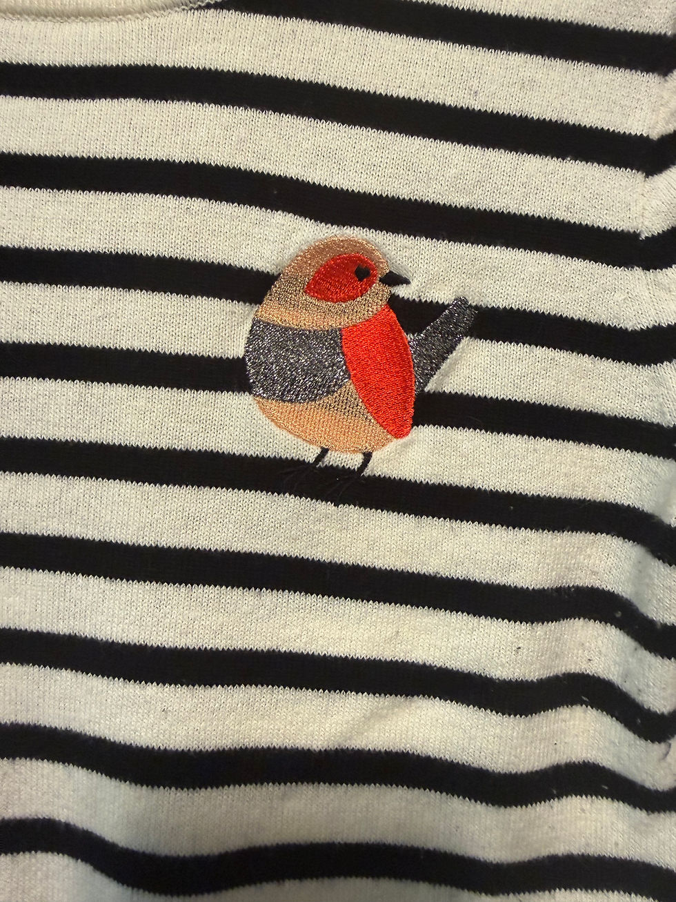 Thumbnail: J.Crew Striped Bird Embroidered Sweater Top - Women's XS