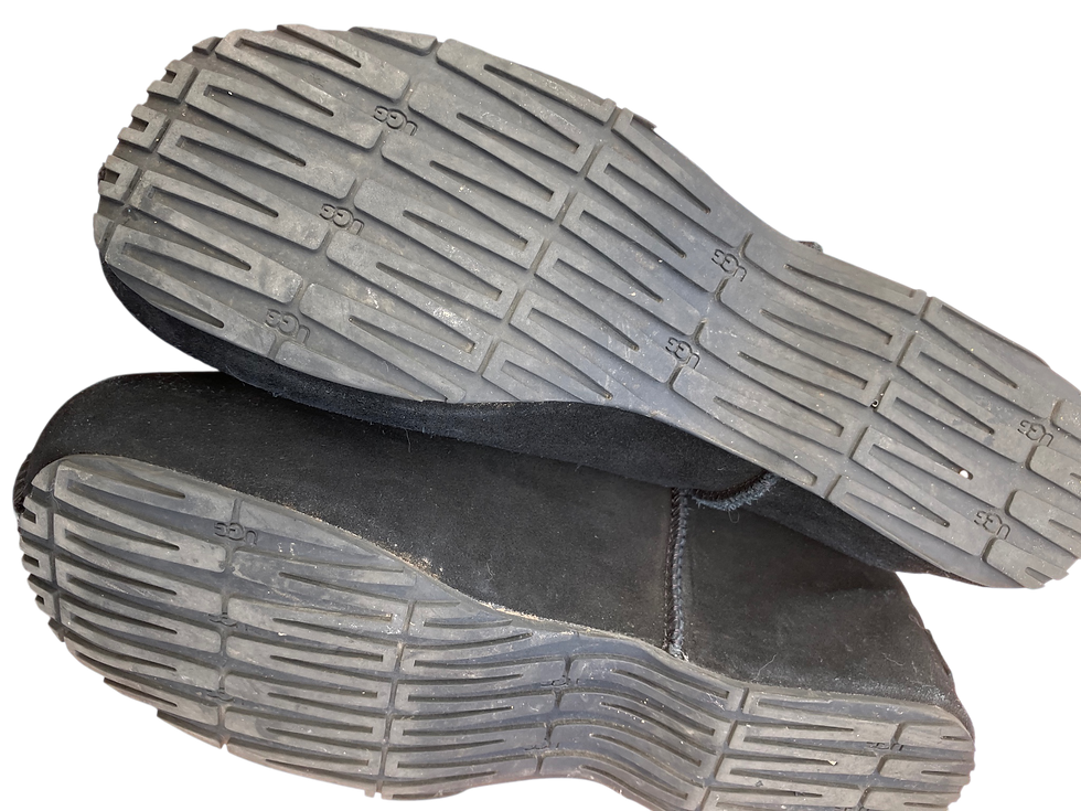 Thumbnail: sole view Ugg cottage clogs size 7 black suede