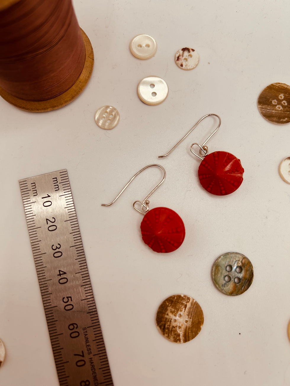 Thumbnail: Red button earrings