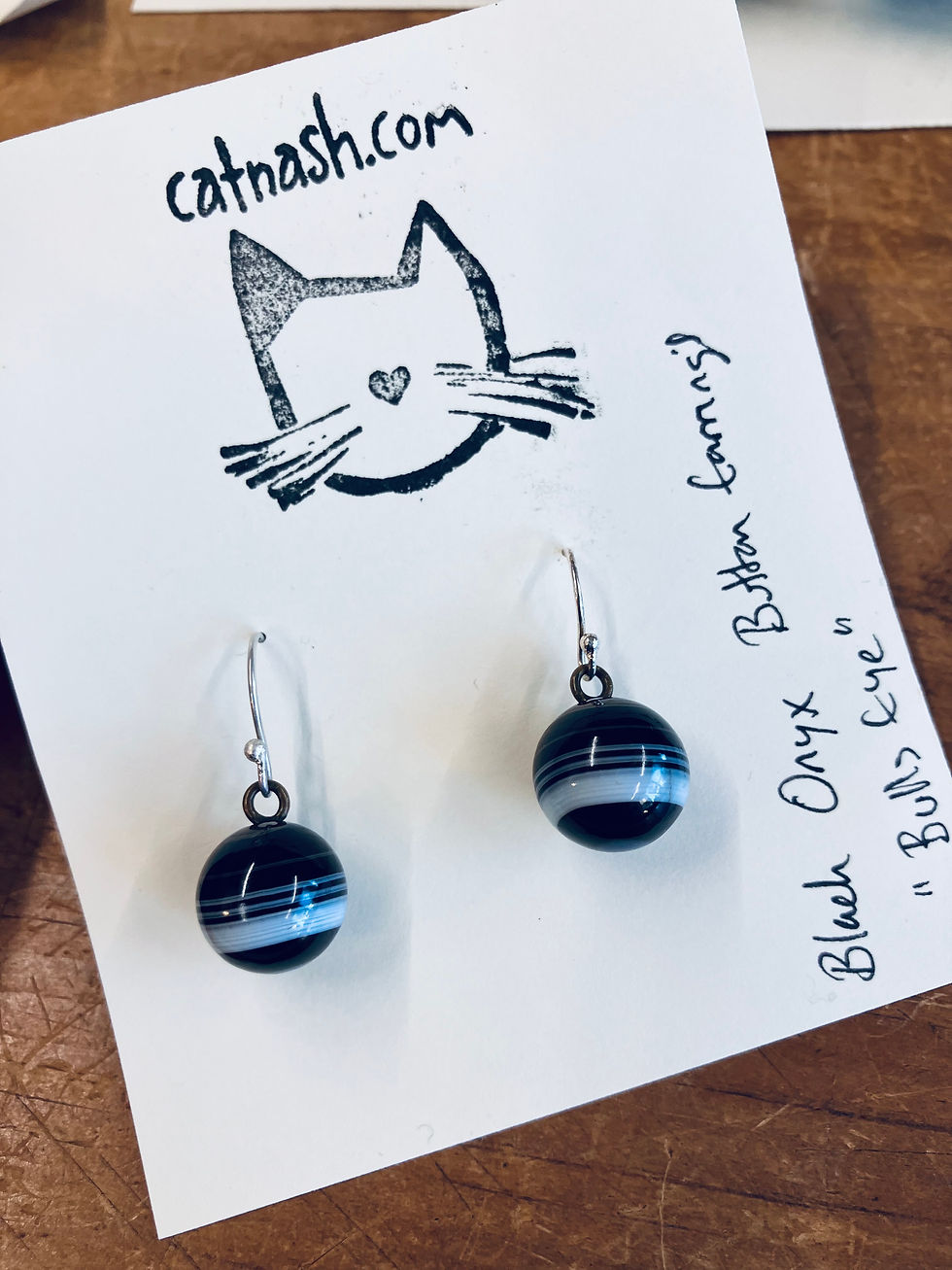 Thumbnail: Bulls Eye Earrings (Banded Black Onyx)