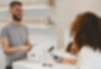 Two people talking