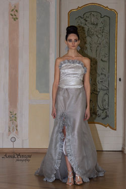 Corpetto in argento e gonna in organza