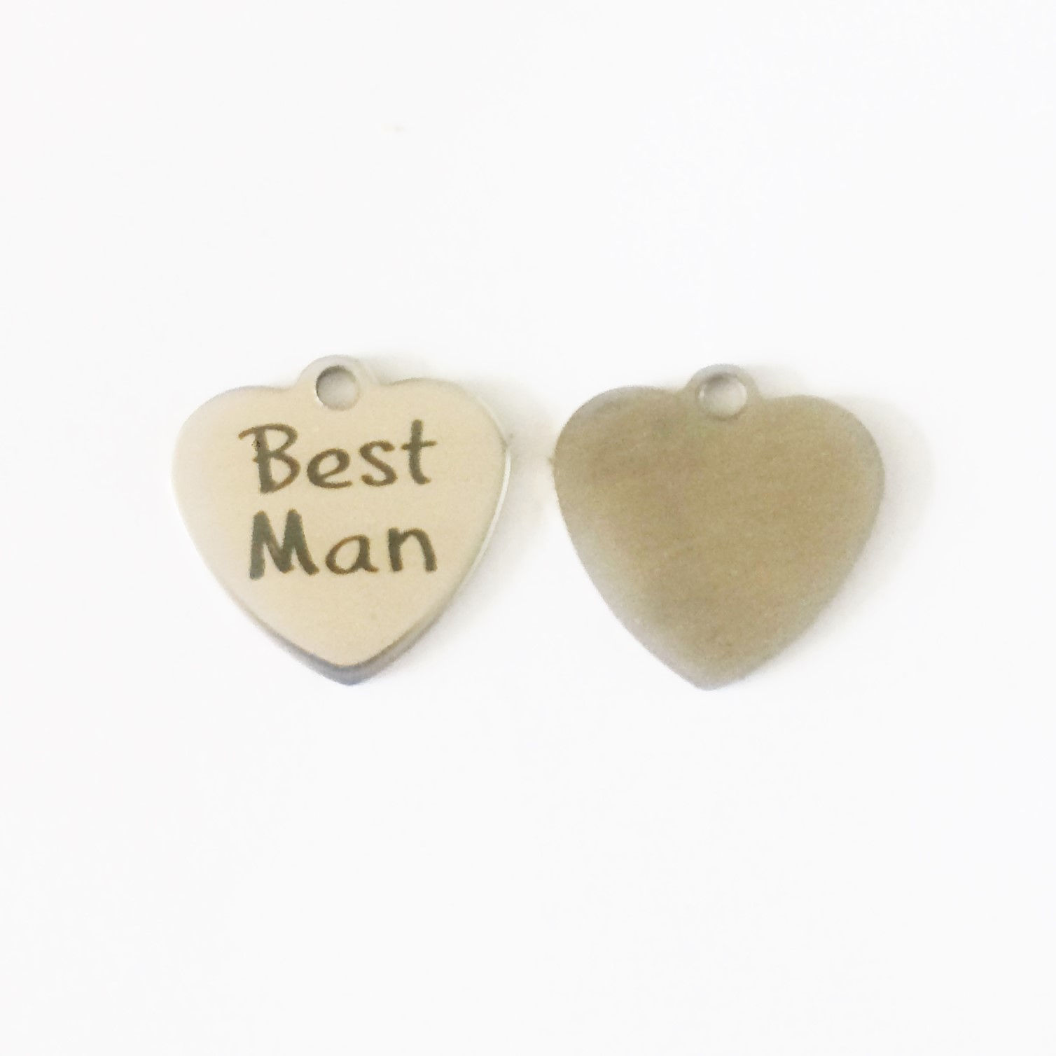 "Best Man" Wedding pendant charm heart shape 20 mm x 20 mm