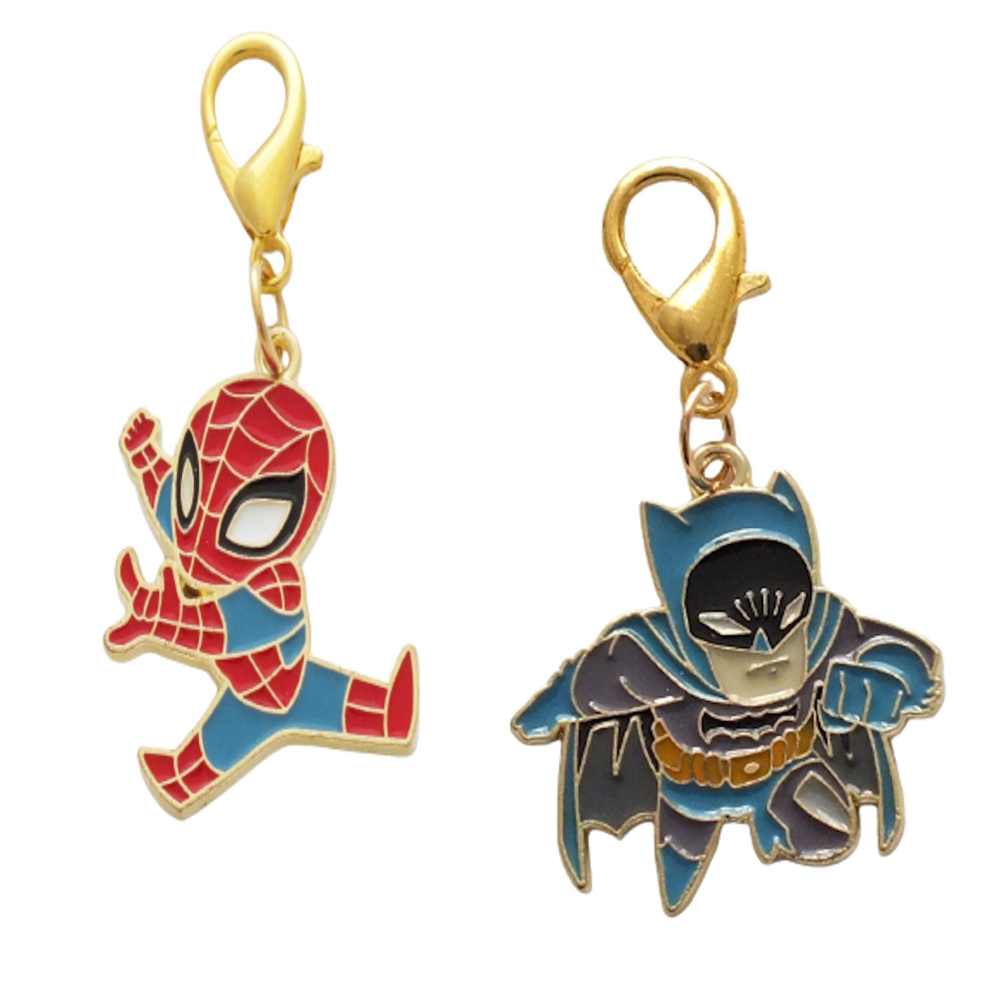 Superhero - Batman * Superman inspired - Clip-on Bag - Zipper Enamel Charm