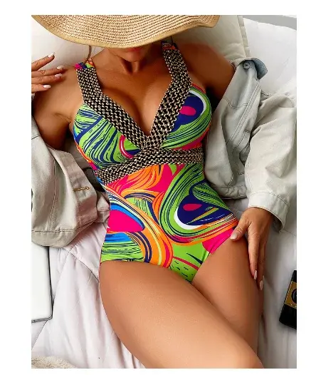 Print Strapped Swimwear green