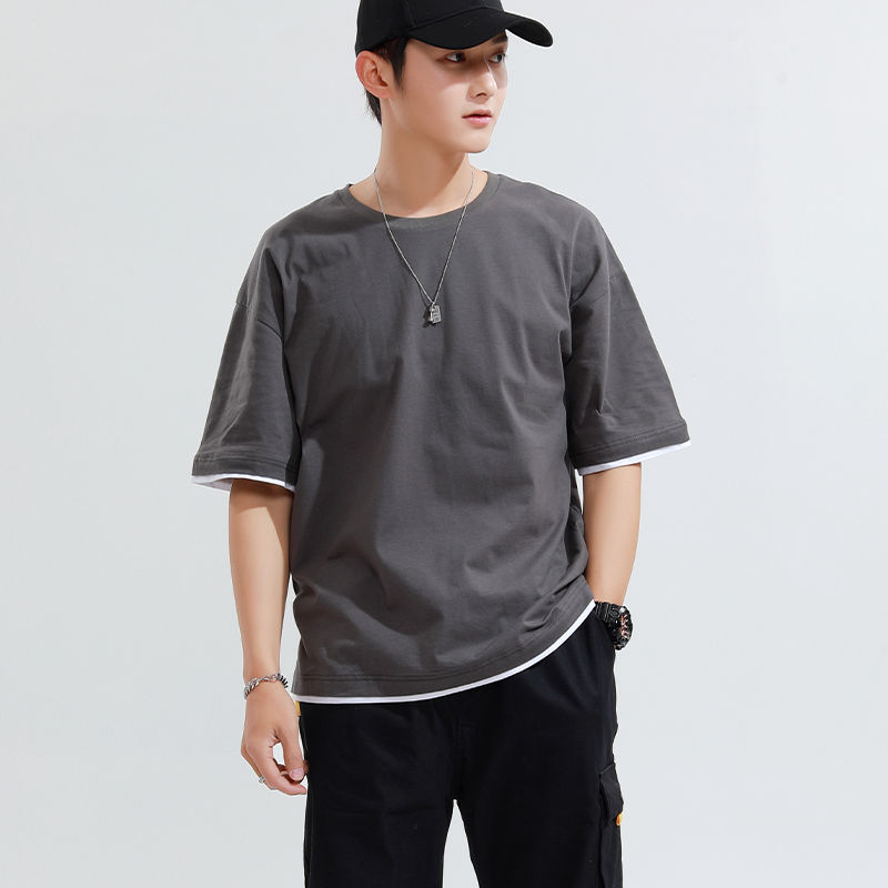 Thumbnail: Wholesale Custom Mens Cheap 100% Cotton Jersey Side Cut Oversized T Shirt