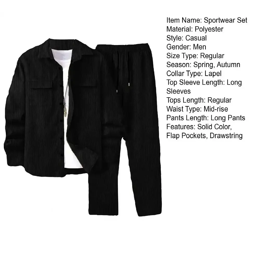Thumbnail: Long-sleeved Jacket Trousers Set black information