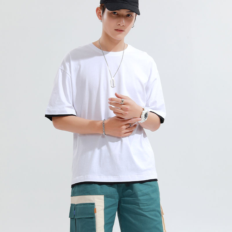 Thumbnail: Wholesale Custom Mens Cheap 100% Cotton Jersey Side Cut Oversized T Shirt