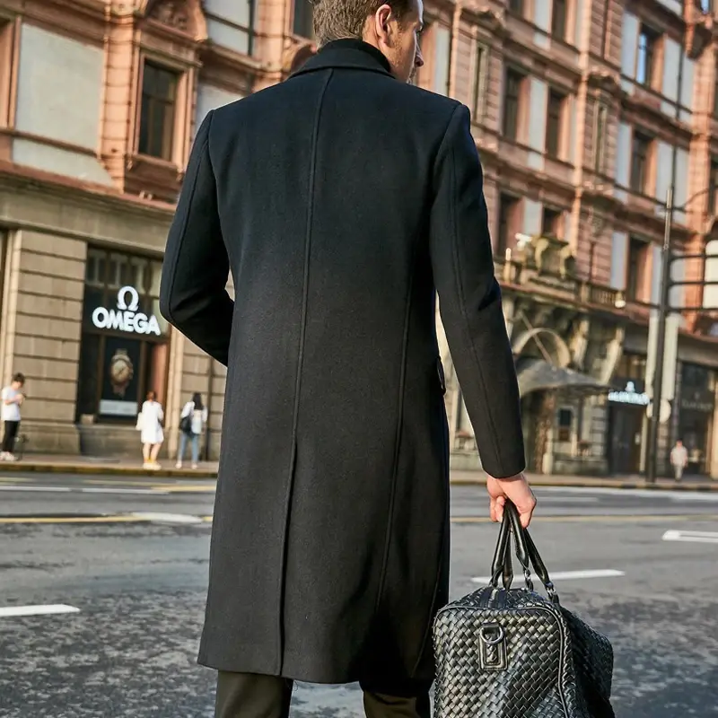 Thumbnail: Long Coat Male Warm Windbreaker back