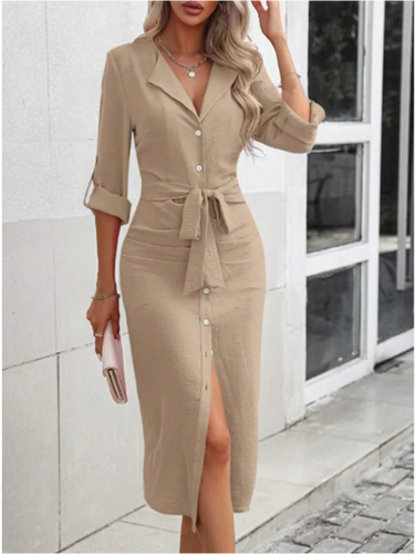 green emerald velvet dress Allover Print Button-Front Shirt Dress – Elegant Long Sleeve Midi Dres –  Patricia boutique