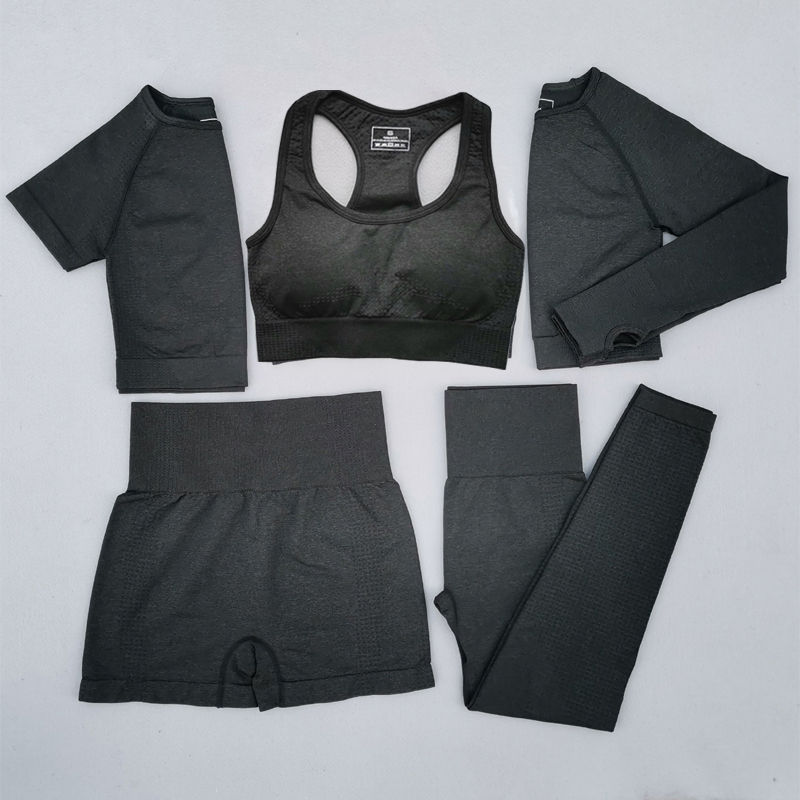 Thumbnail: 5 Piece Yoga Set Workout Sportswear Women Seamless Gym Fitness Set