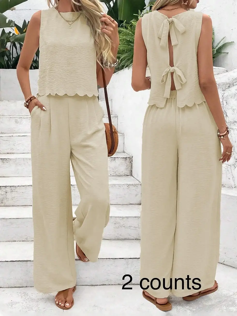 Thumbnail: Summer Shell Edge Sleeveless Top And Pants nn
