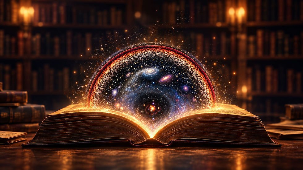 The visualization of the universe being like a book that has already been written.