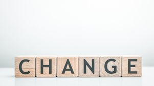The word "Change" on wooden blocks