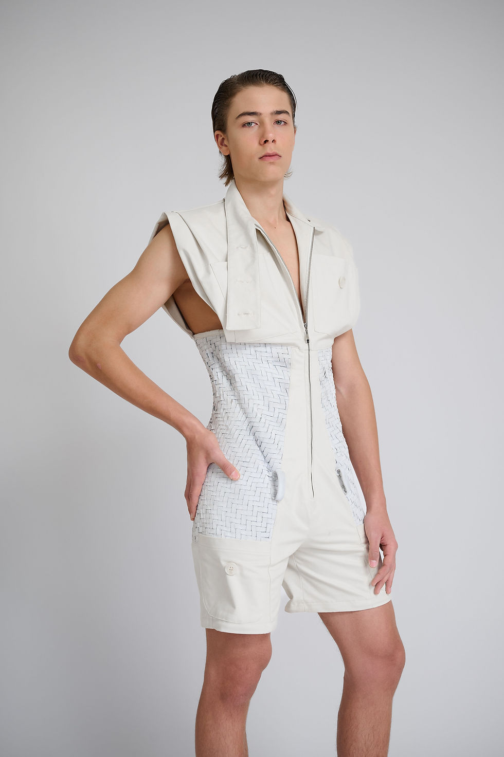Thumbnail: Versatile Jumpsuit With Body Moulded Corset from Woven Suede