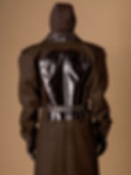 Thumbnail: Skulptura Long Military Coat with Leather Moulded Back