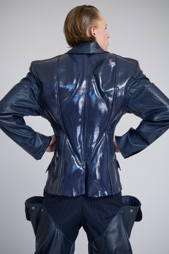 Leather Tailored Blazer with Moulded Back Muscles | Hristakiev