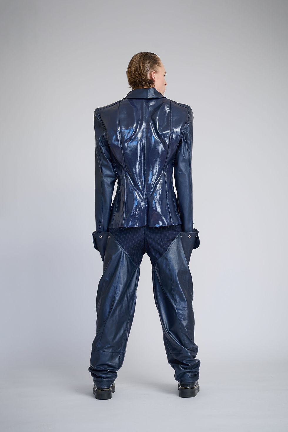 Thumbnail: Tailored Pants with Sewn-in Leather Chaps