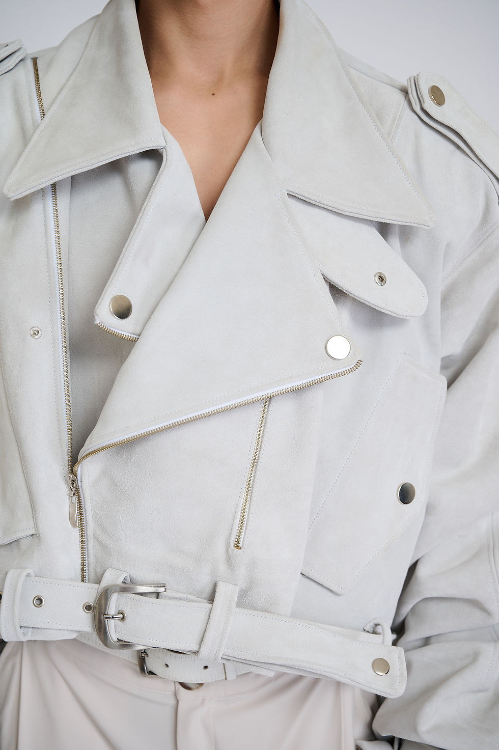 Thumbnail: Suede Biker Jacket/Cape Hybrid