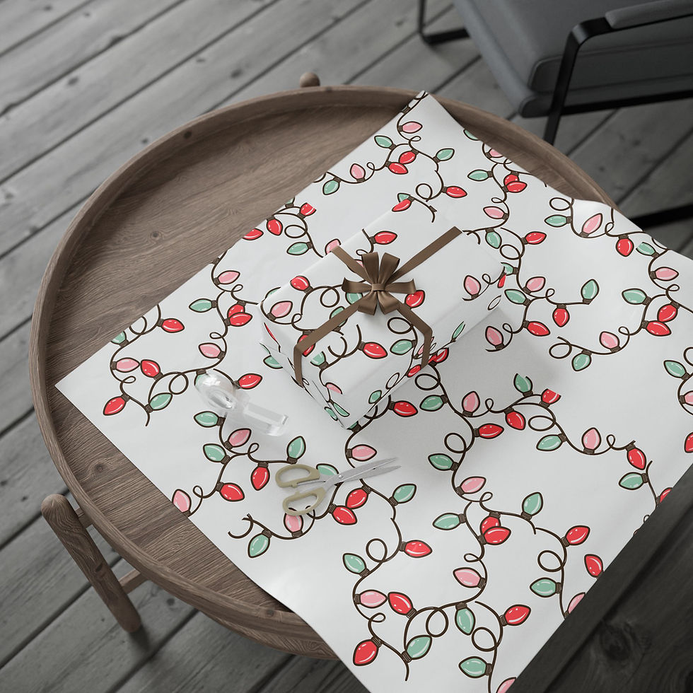 Thumbnail: Christmas Lights Wrapping Paper – Red & Green String Lights Gift Wrap