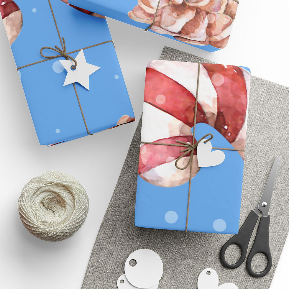 Thumbnail: Candy Cane Pattern Wrapping Paper Roll — Blue Holiday Gift Wrap