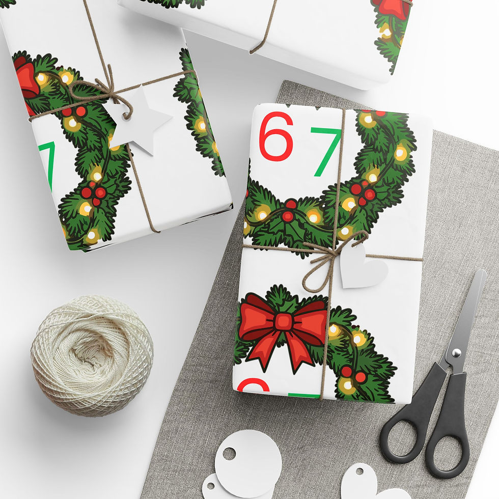 Thumbnail: Christmas Wreath "6, 7" — Festive Holiday Gift Wrap