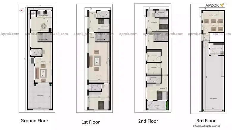 15x60 ft West Facing 4BHK Duplex Vastu Home Plan | RD0057