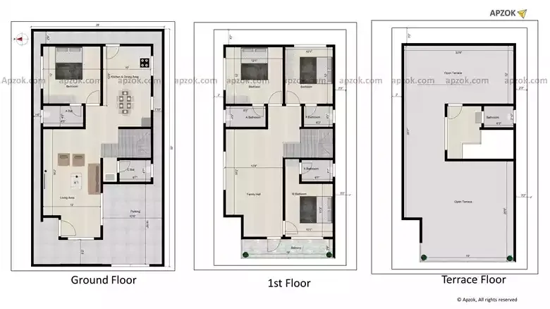 4BHK Duplex West Facing House Design 28x50 ft | RH0032