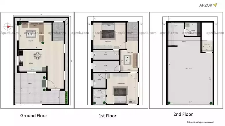 25x40 ft East Facing 2BHK Duplex Vastu Home Plan | RG0102