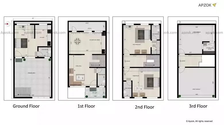 West Facing 2BHK Duplex Home Design 20x40 ft | RG0091