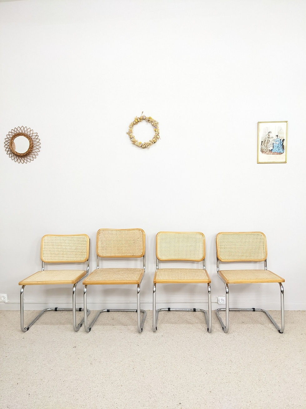 Miniature : 4 chaises B32 en cannage par Marcel Breuer