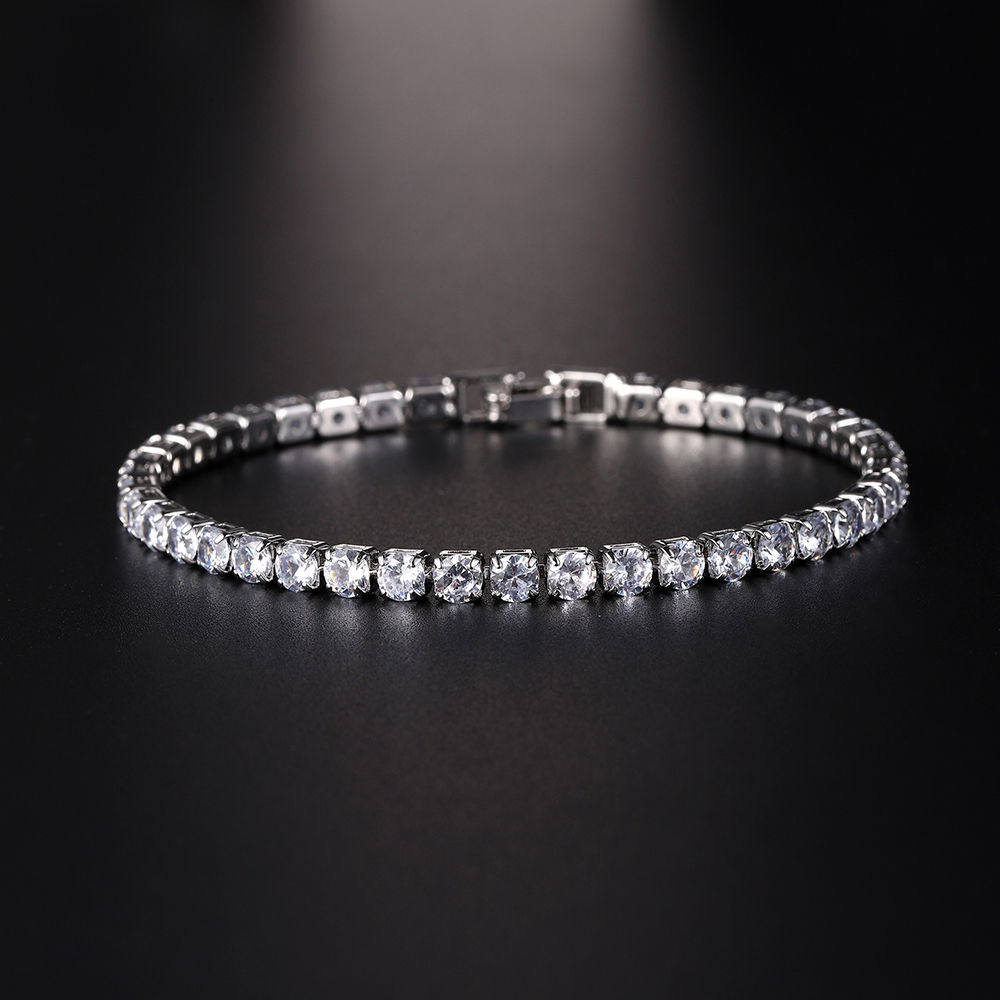 Luxury Hiphop Iced Out 4mm Cubic Zirconia Crystal Tennis Bracelets For Women Men