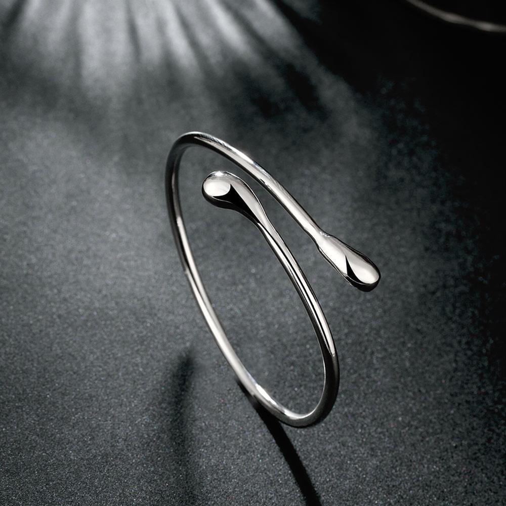 Charm 925 Sterling Silver Bracelets for Women fine Water droplets bangles lady F