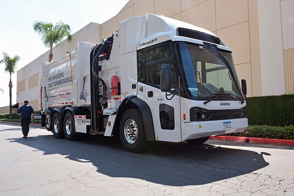 An hydraulics-equipped electric garbage truck.