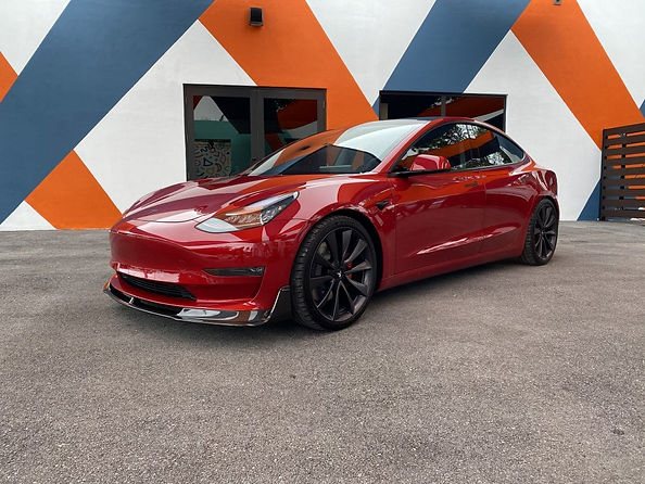 Tesla Model 3 with color change vinyl wrap applied