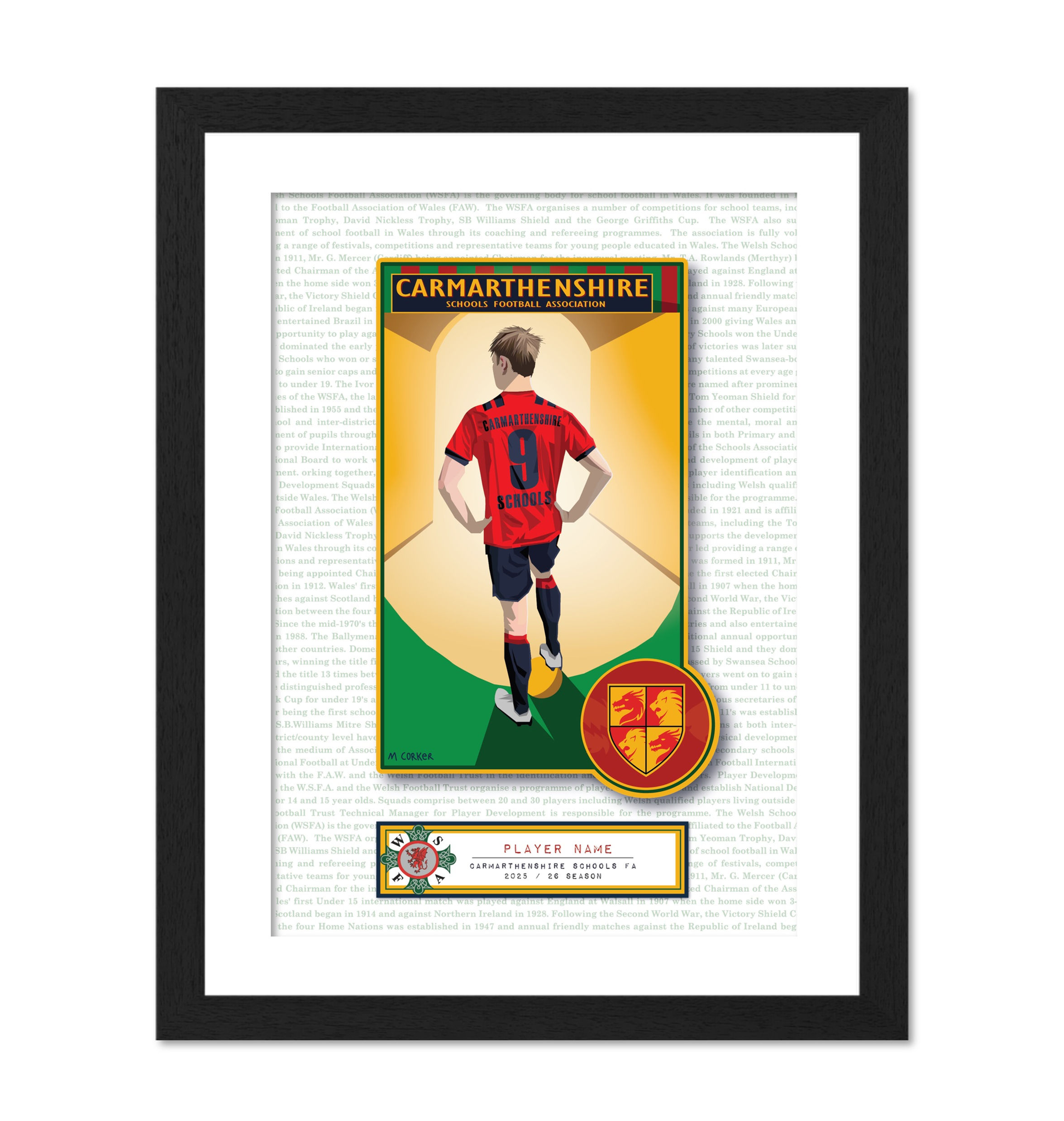 Carmarthenshire Schools FA Commemorative Print Boy