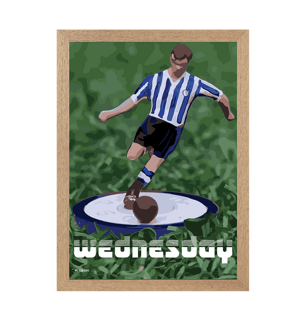 Art print of Subbuteo player wearing Sheffield Wednesday kit