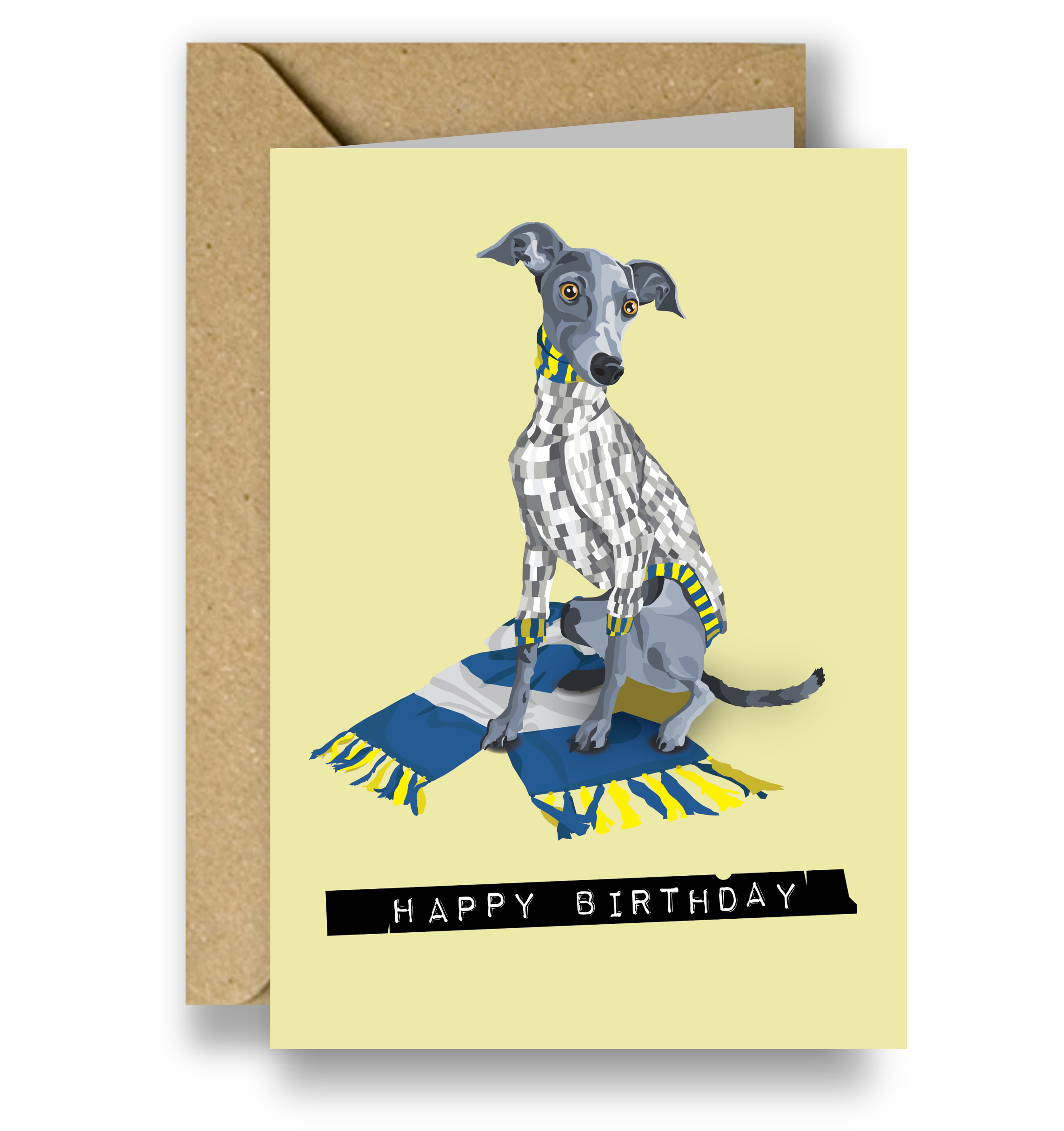 LUFC Whippet Birthday Card