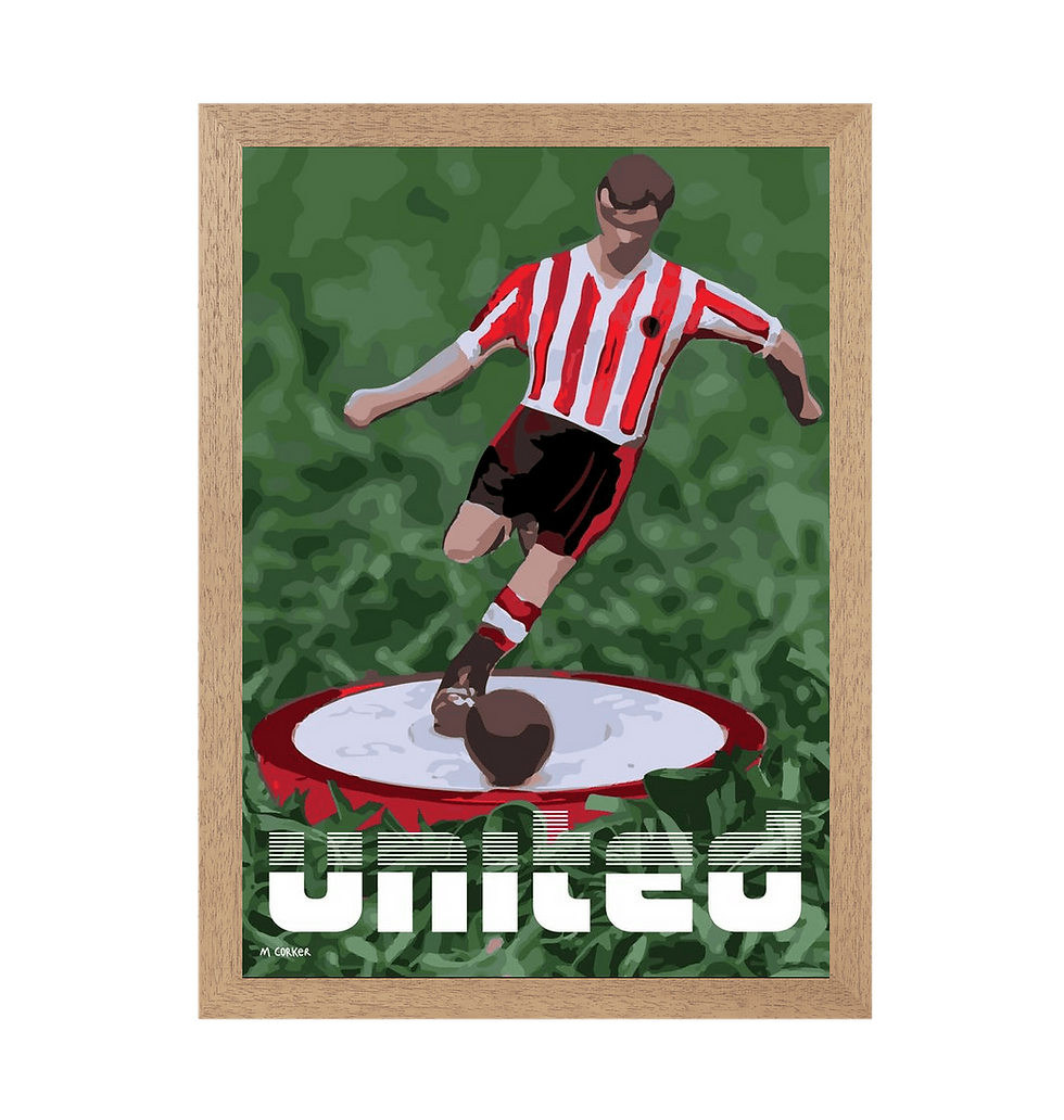 Art print of subbuteo player wearing Sheffield United kit