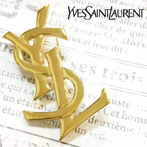 Yves Saint Laurentイヴサンローラン ストーン リーフ ブローチ YVES SAINT LAURENT イヴ・サンローラン ブローチ YSL ロゴ