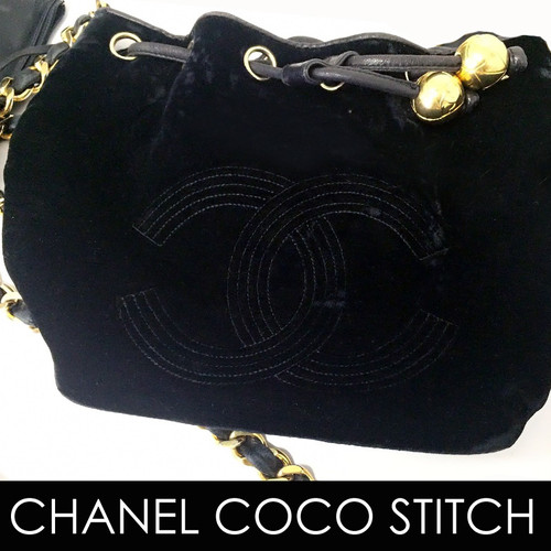 CHANEL / シャネル ポーチ付き！ココマーク ベロア巾着チェーン  