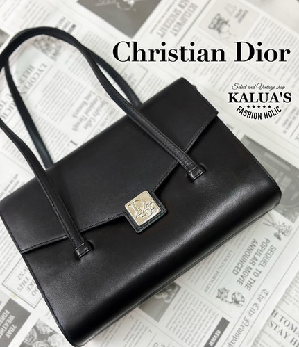 CHRISTIAN DIOR ロゴエンブレムレザーハンドバッグ | kaluas