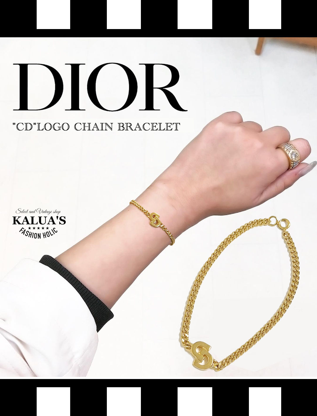 CHRISTIAN DIOR"CD"ロゴチャームブレスレット