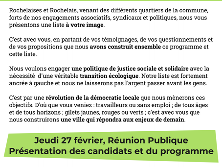 Présentation de la liste La Rochelle en Commun