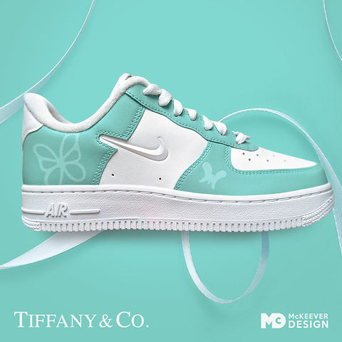 Women's Tiffany 'Gift Box' Blue Air Force Ones DesignBeavers - Main Image