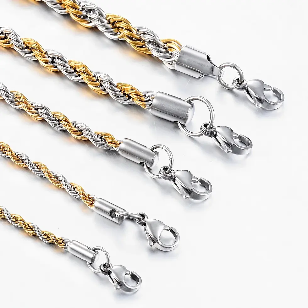Thumbnail: High Quality 2/3/4/5MM Classic Twisted Rope Chain Stainless Steel Necklace No Fa