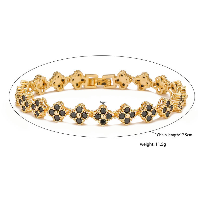 Thumbnail: HECHENG,AAAAA Brass 18K gold-plated Flower Necklace Bracelet Jewelry Set ，for 